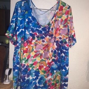 Vibrant Multicolor V-Neck Women's Top